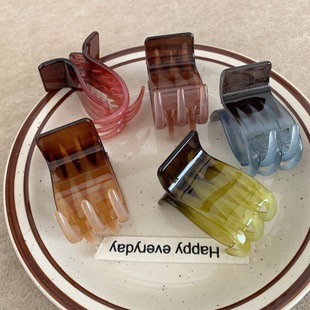 不大但能抓~简约5齿盘发抓夹气质亚克力发夹女后脑勺复古鲨鱼夹子