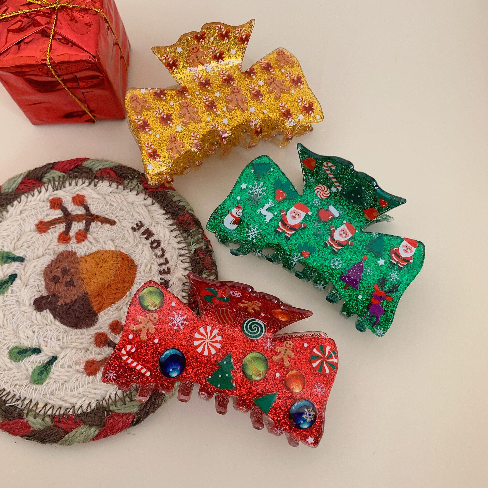 2026新款圣诞发夹雪人马尾夹麋鹿鲨鱼夹姜饼人夹子时尚抓夹