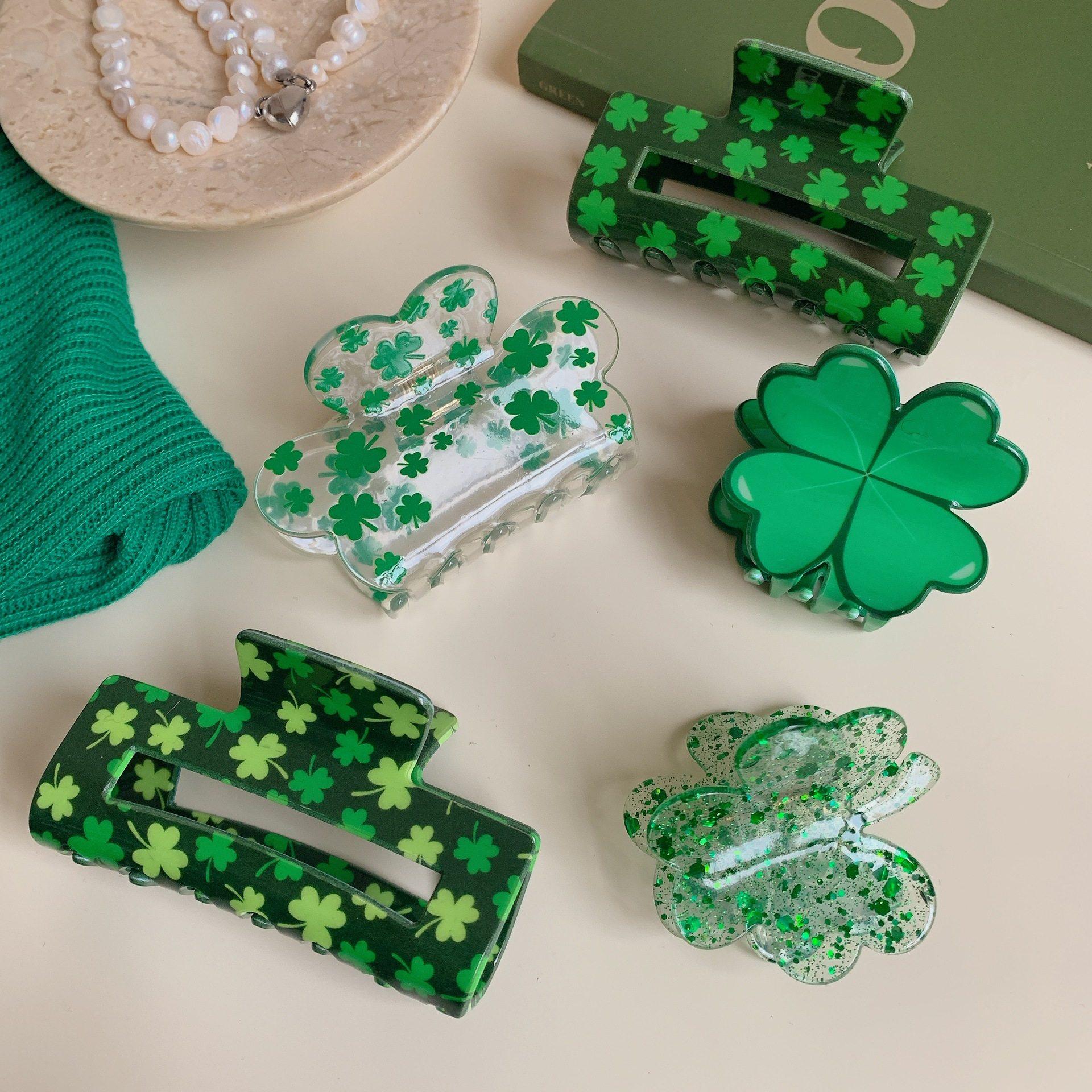 2026新款可爱绿色抓夹三叶草亚克力发夹后脑勺盘发发抓鲨鱼夹子女,饰品/流行首饰/时尚饰品新,发饰,淘宝优惠券,粉丝福利购,淘宝优惠卷