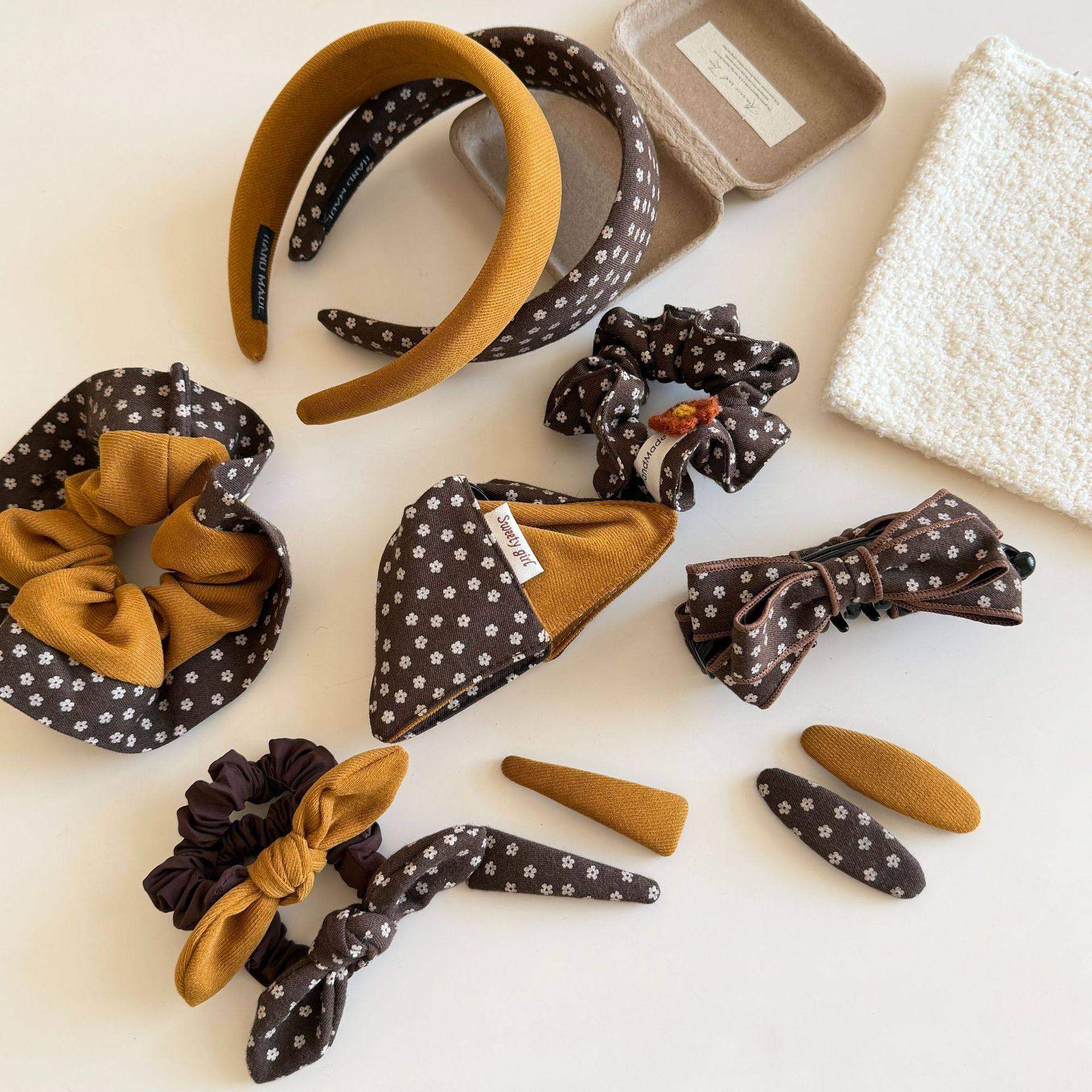 撞色小碎花~韩系美拉德气质布艺头花扎发绳大肠发圈发箍抓夹发饰,饰品/流行首饰/时尚饰品新,发饰,淘宝优惠券,粉丝福利购,淘宝优惠卷