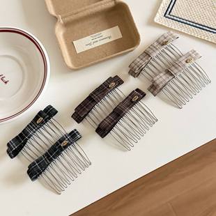 碎发整理神器发卡刘海头发夹子头饰格子发梳插梳子倒插梳梳子发夹