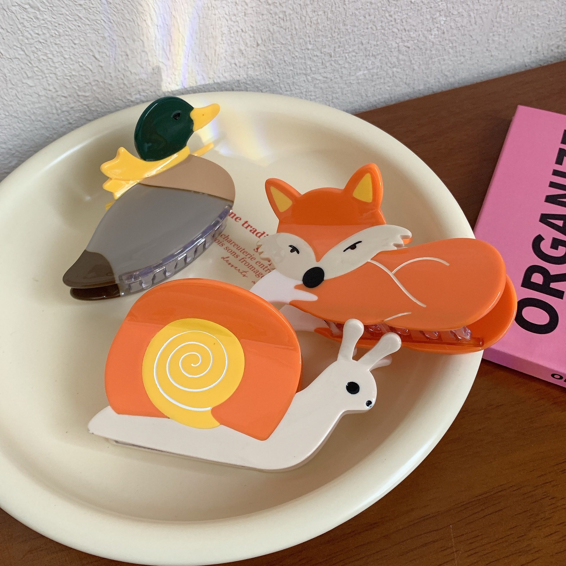 创意蜗牛鸳鸯抓夹卡通个性动物醋酸发饰趣味可爱狐狸发夹女鲨鱼夹