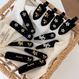 经典复古百搭丝绒水滴bb夹侧边掰掰夹高级感星星水钻刘海夹发饰女