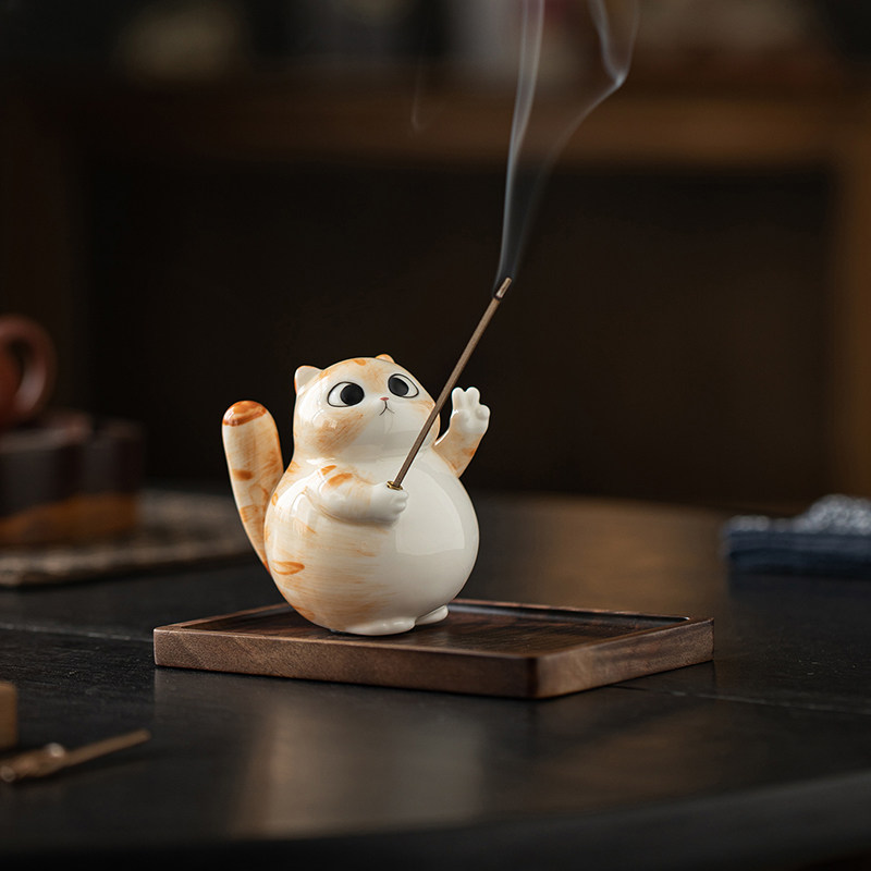 陶瓷可爱小花猫线香炉香插香座创意家用室内点香器香道香薰炉摆件,餐饮具,茶道/香炉,淘宝优惠券,粉丝福利购,淘宝优惠卷