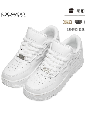 【汪苏泷同款】ROCAWEAR小白鞋男秋冬增高美式情侣厚底板鞋女百搭