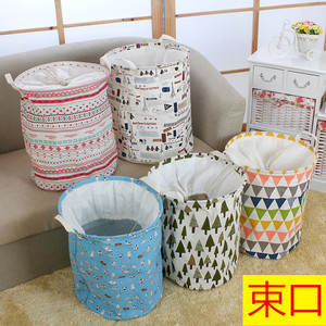 家居布艺束口脏衣篮可折叠带盖卫生间防水衣服收纳筐玩具篓洗衣篮