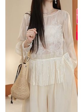 【七七酱直播间】CHICHY法式蕾丝轻薄长袖小衫CC1E002252