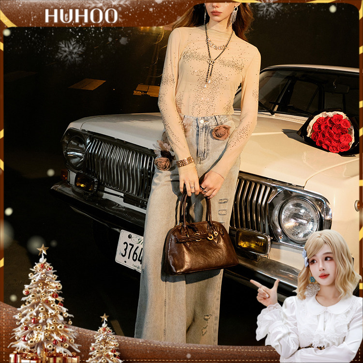 【呼呼专享】CHICHY复古水洗做旧直筒牛仔阔腿长裤CW6J005253