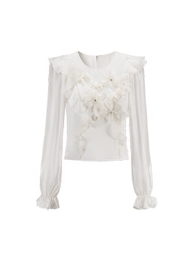 【七七酱直播间】CHICHY千金风长袖衬衫女新款上衣CC1E014253