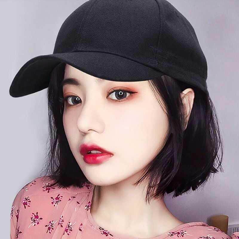戴帽子一体带假发的假发帽连帽头发女士化疗后时尚女款短发鸭舌帽