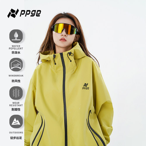 ppge冲锋夹克软壳双拉链秋冬情侣户外山系进藏外套保暖上衣登山服