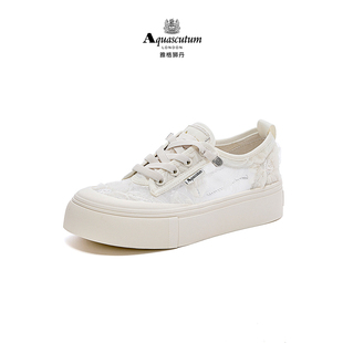 Aquascutum雅格狮丹女鞋夏百搭厚底网面透气舒适软底增高休闲板鞋
