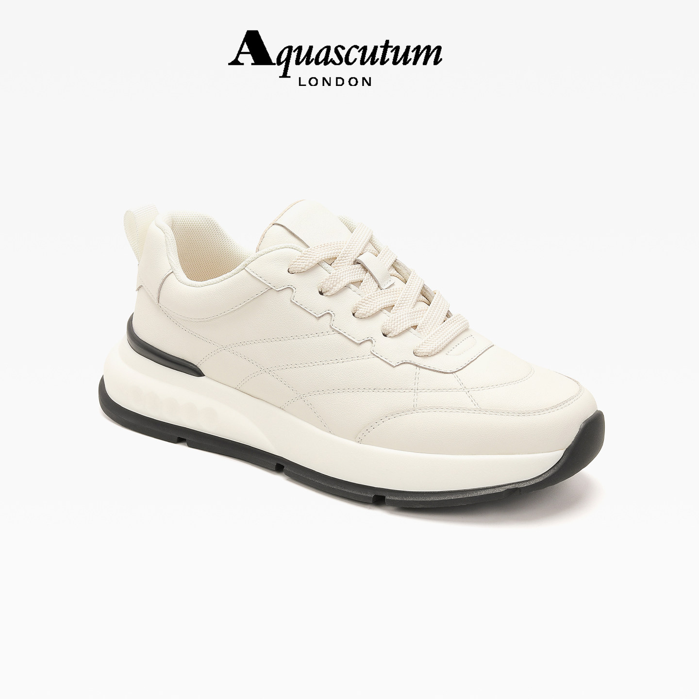 AQUASCUTUM JUNIOR系带轻便舒适圆头厚底纯色简约男休闲运动鞋