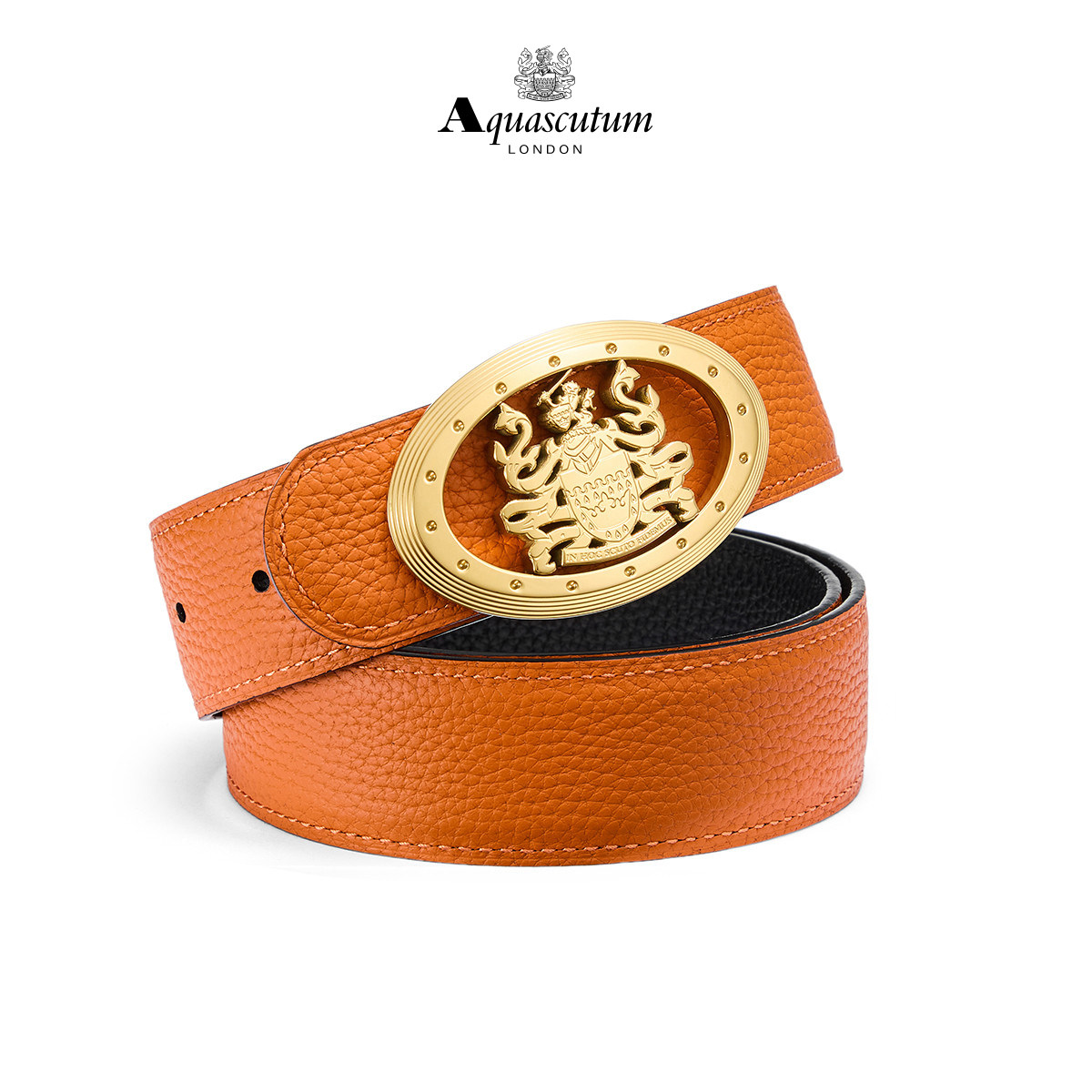 Aquascutum雅格狮丹 1851百年品牌 头层牛皮不锈钢扣头皮带礼盒男