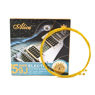Alice爱丽丝新品金色电吉他弦琴弦AWR59J纳米覆膜一套6根铉线全套