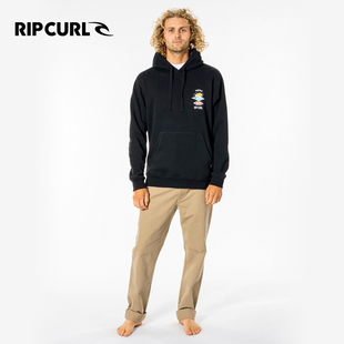 澳洲RIPCURL经典 复古连帽黑色卫衣男宽松休闲百搭 logo卫衣春秋季