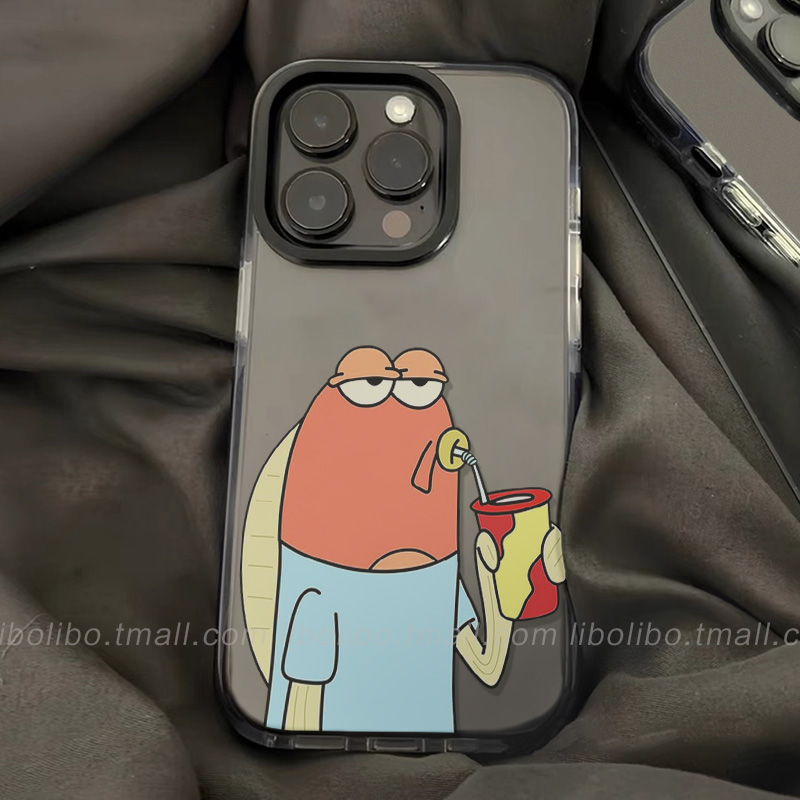 哩卜哩卜比奇堡路人鱼适用苹果16手机壳iPhone15/14promax黑边13卡通11pro全包12mini软壳xr防摔xsmax8/7plus