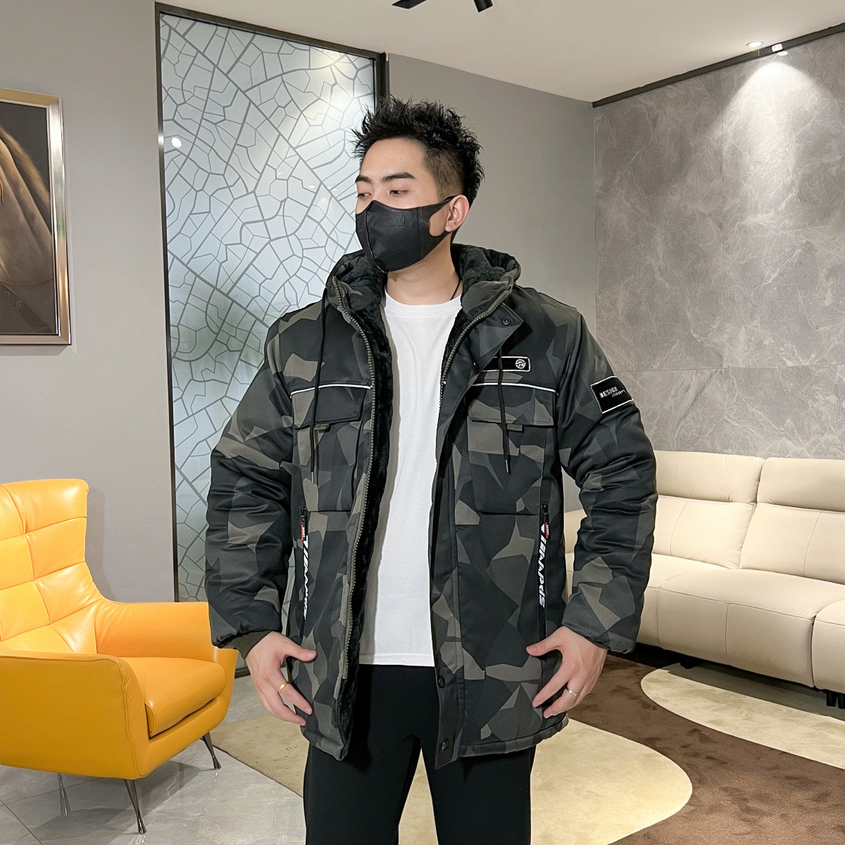 迷彩服棉服男冬季劳保棉衣加绒加厚防寒保暖冬天工作服棉袄