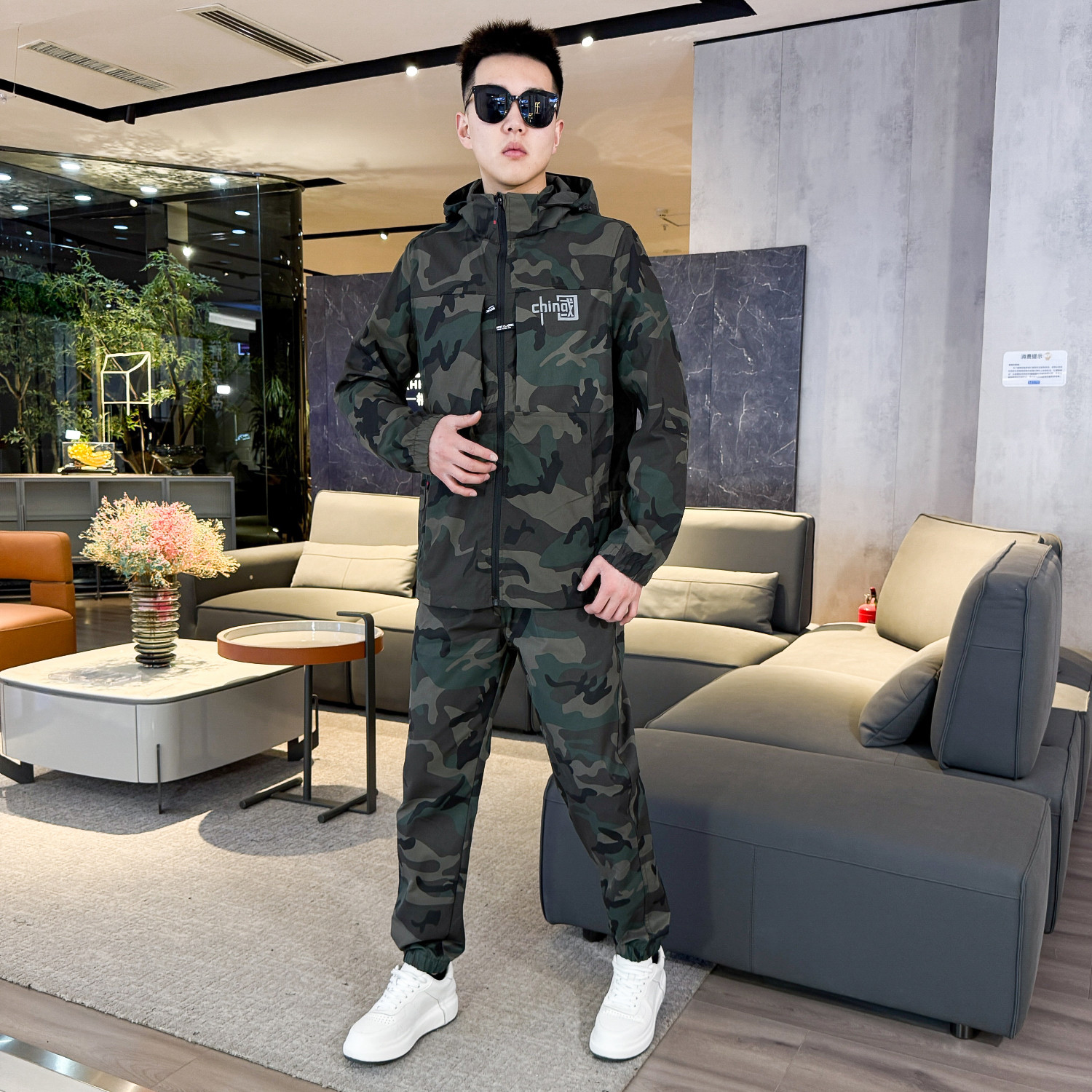 春秋纯棉弹力迷彩工作服套装男款冲锋衣外套加厚耐磨防水劳保工装