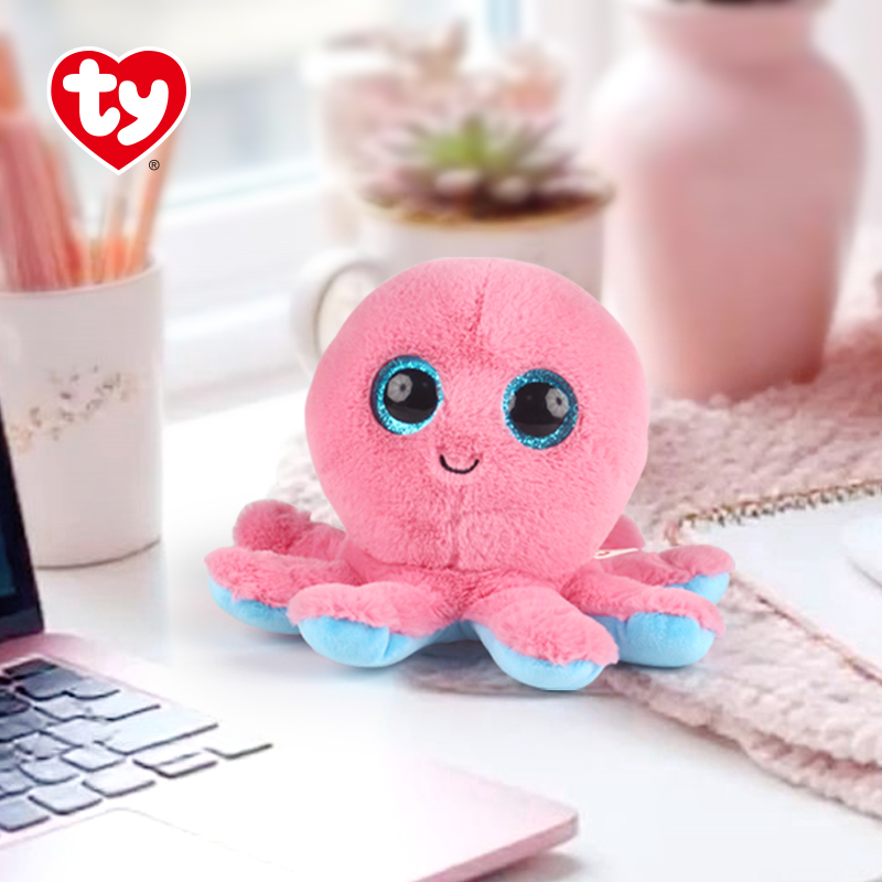 可爱粉色小章鱼毛绒玩具掌心玩偶