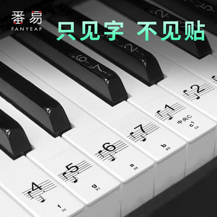 透明电子琴贴音符音标琴键贴88键61键54键五线谱简谱钢琴键盘贴纸