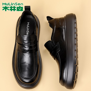木林森男士皮鞋2026新款真皮男鞋增高厚底时尚百搭商务休闲皮鞋男