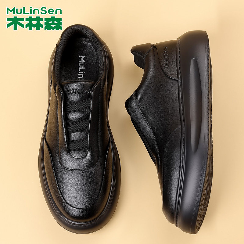 木林森男鞋2026春秋新款皮鞋男士增高厚底百搭商务休闲英伦风皮鞋