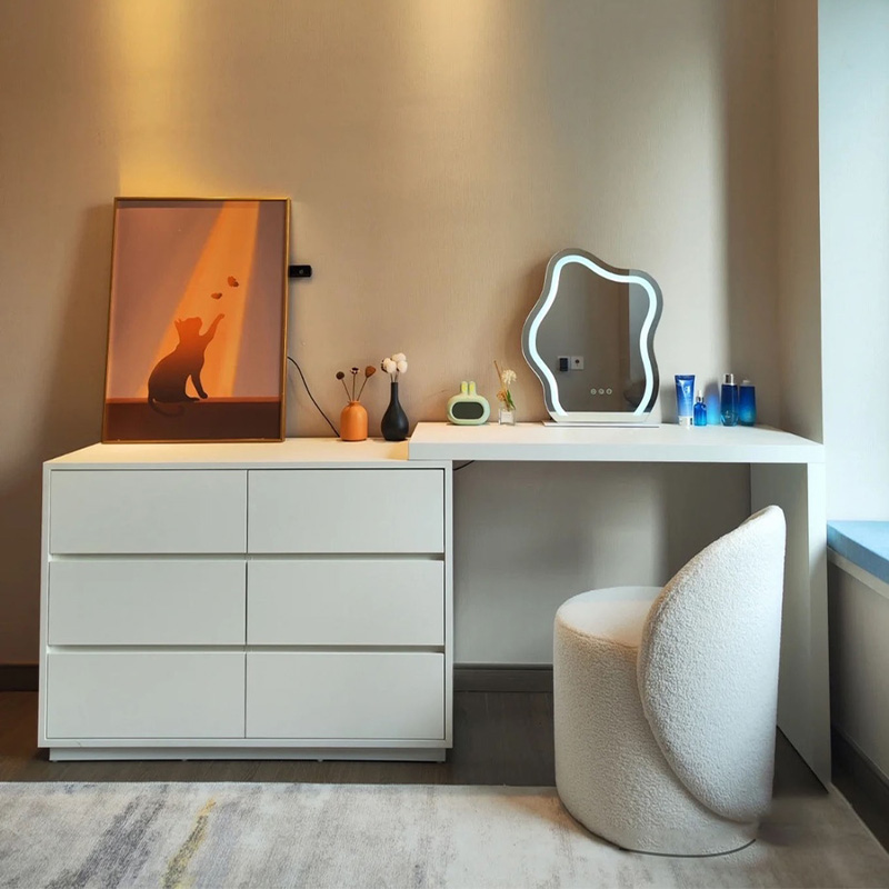 实木梳妆台斗柜一体卧室床尾柜家用小户型化妆台简约化妆桌收纳柜