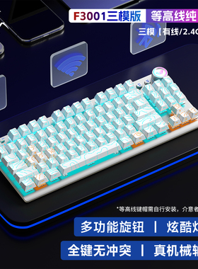 狼蛛F3001/F3009无线蓝牙三模机械键盘87键侧刻电竞游戏笔记本