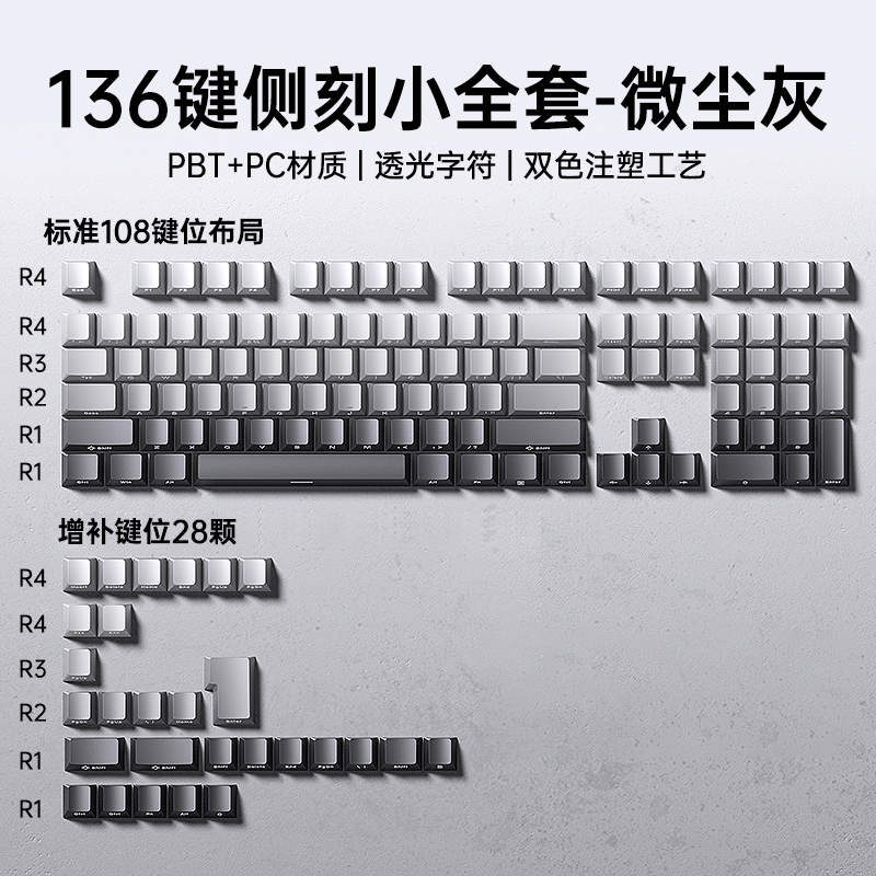 狼蛛侧刻渐变PBT透光键帽机械键盘热升华键帽小全套适配F75/F99