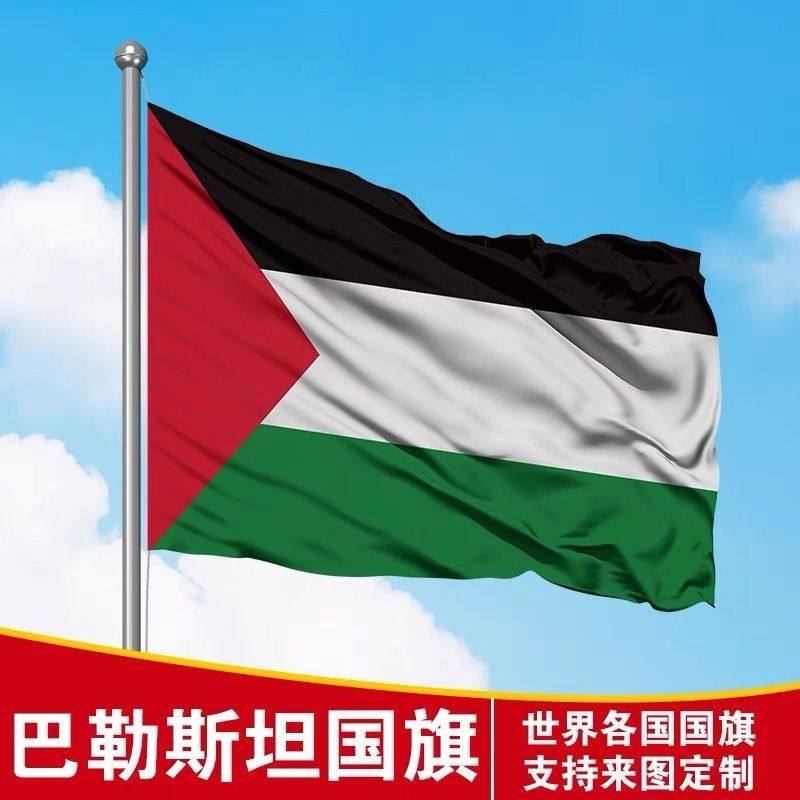 巴勒斯坦国旗世界各国手摇红旗旗帜旗子定制大号