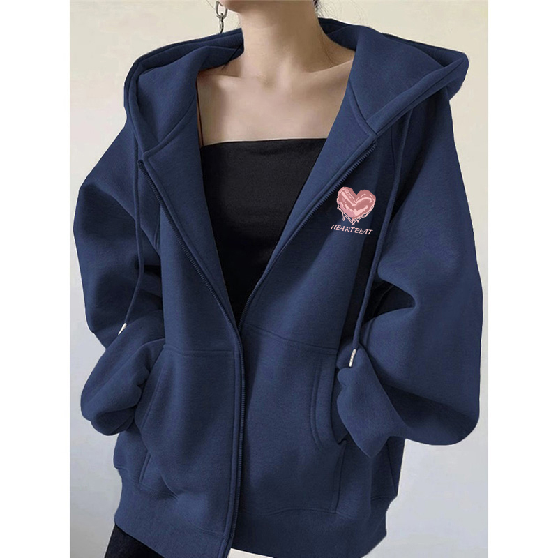 高端大牌即墨纯棉卫衣女秋冬新品连帽开衫加绒加厚棒球服女士外套