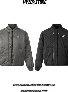 MYZD飞行员夹克美式机能风双拉链加厚棉服男女冬季潮宽松痞帅棉服