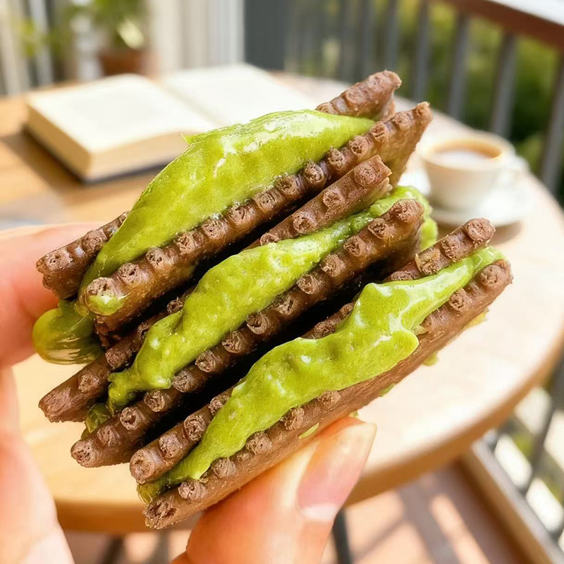 三重惊喜暴击！可可开心果酱香酥拉丝牛轧夹心饼干下午茶零食休闲