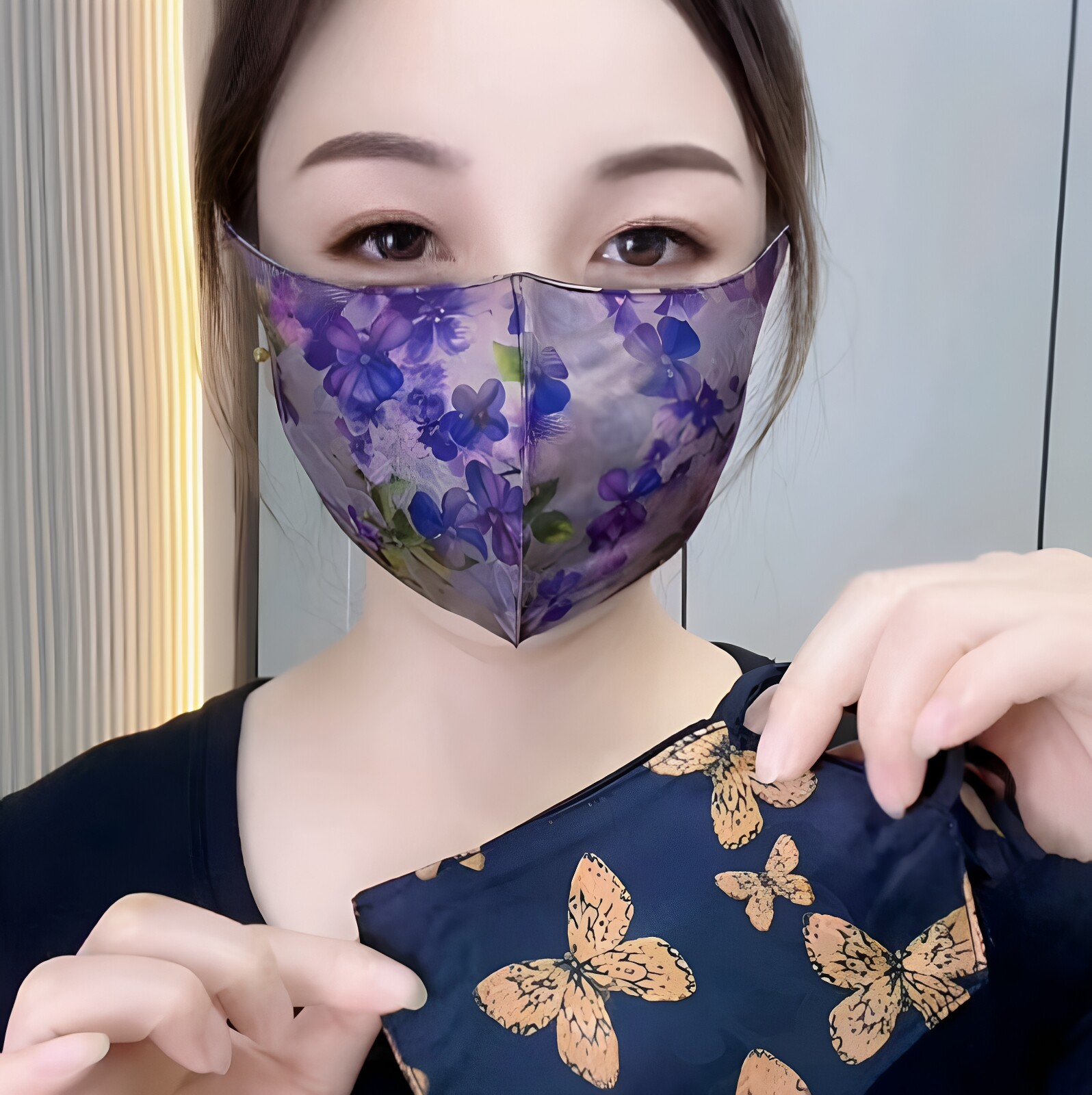 新国风立体大版双层护眼角防风尘保暖防晒面罩骑行口罩可调节面纱