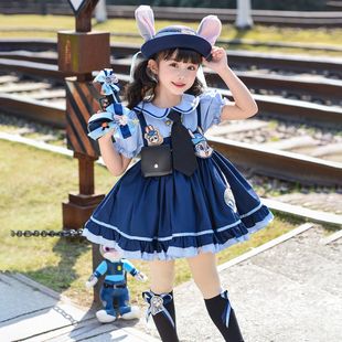 裙儿童卡通洛丽塔甜美连衣裙 朱迪兔萌趣公主裙短袖 女宝宝夏季 新款
