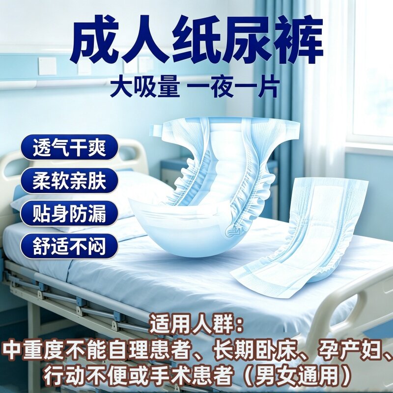 舒心宜片加长防漏加厚亲肤成人纸尿裤老人干爽透气瞬吸男女实惠装