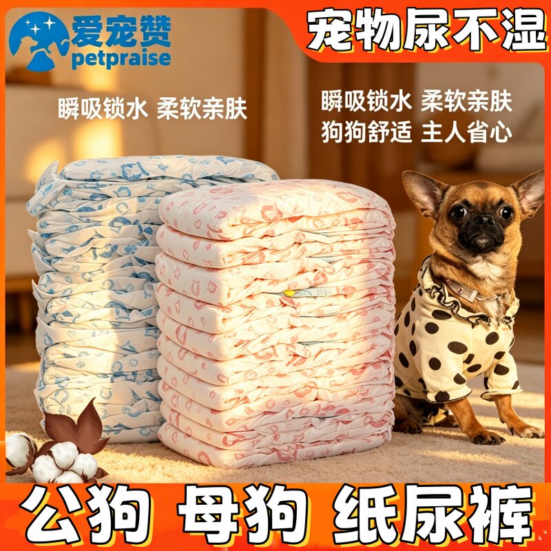 爱宠赞PETPRAISE公母犬通用纸尿裤生理裤尿不湿防漏护理尿垫尿片