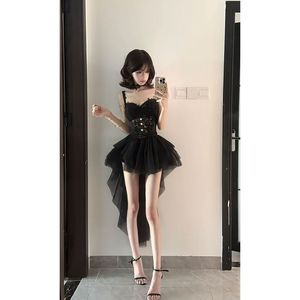 性感辣妹甜酷风蕾丝背心暗黑风半身裙网纱蓬蓬裙拖尾设计套装纯欲