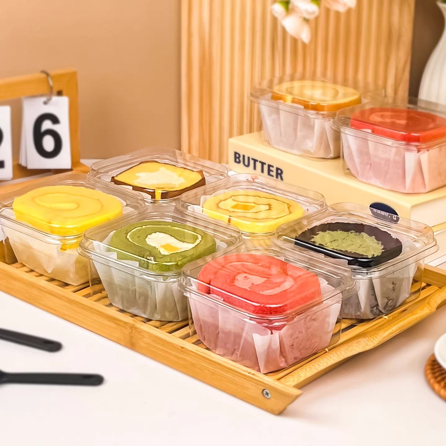 迷你奶油蛋糕卷包装盒小号瑞士卷毛巾卷蛋糕透明分装盒烘焙打包盒