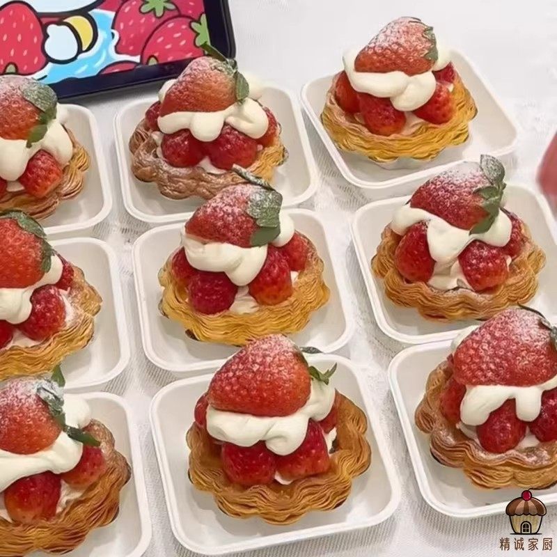 网红草莓大蛋挞加高打包盒