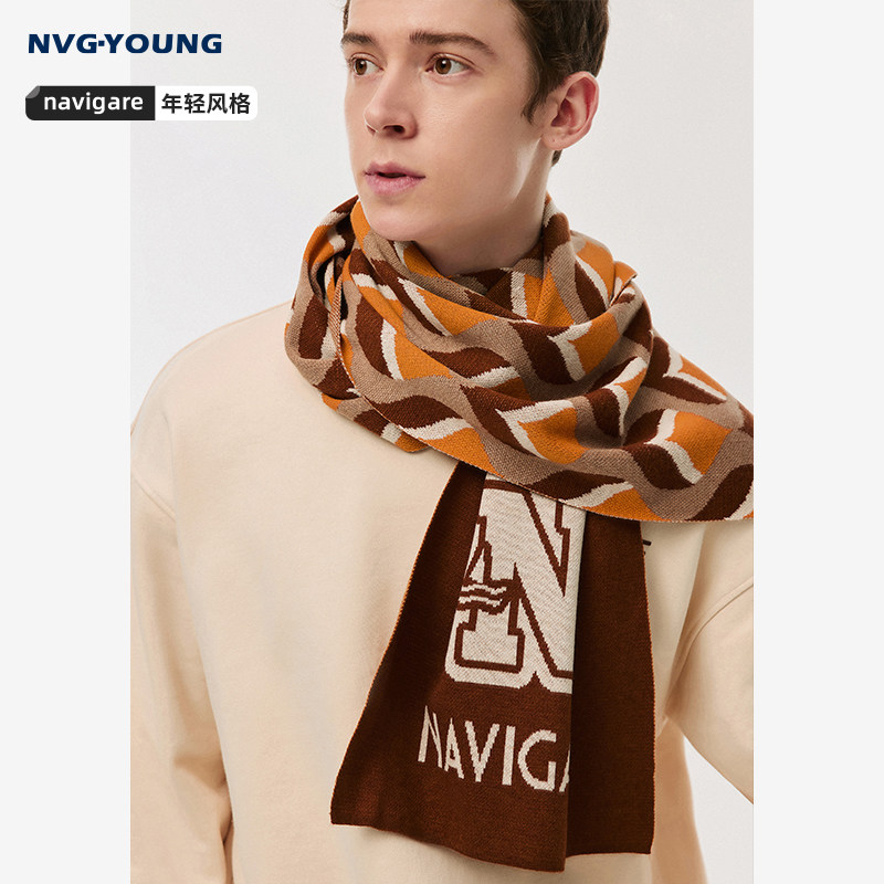 Navigare意大利小帆船冬季时尚提花围巾男休闲保暖针织围脖,服饰配件/皮带/帽子/围巾,围巾/丝巾/披肩,淘宝优惠券,粉丝福利购,淘宝优惠卷
