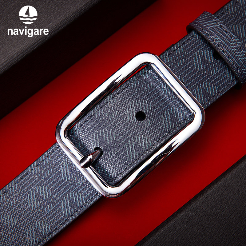 【送男朋友的礼物】Navigare意大利小帆船牛皮革男士皮带针扣腰带