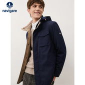 棉服保暖外套 新款 Navigare意大利小帆船蓝色休闲工装 夹克男秋季