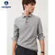 男春季 polo衫 Navigare意大利小帆船灰色长袖 休闲翻领t恤 纯棉