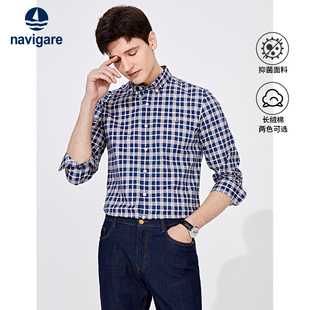 休闲打底衬衣 男秋季 Navigare意大利小帆船高级感长袖 格子衬衫