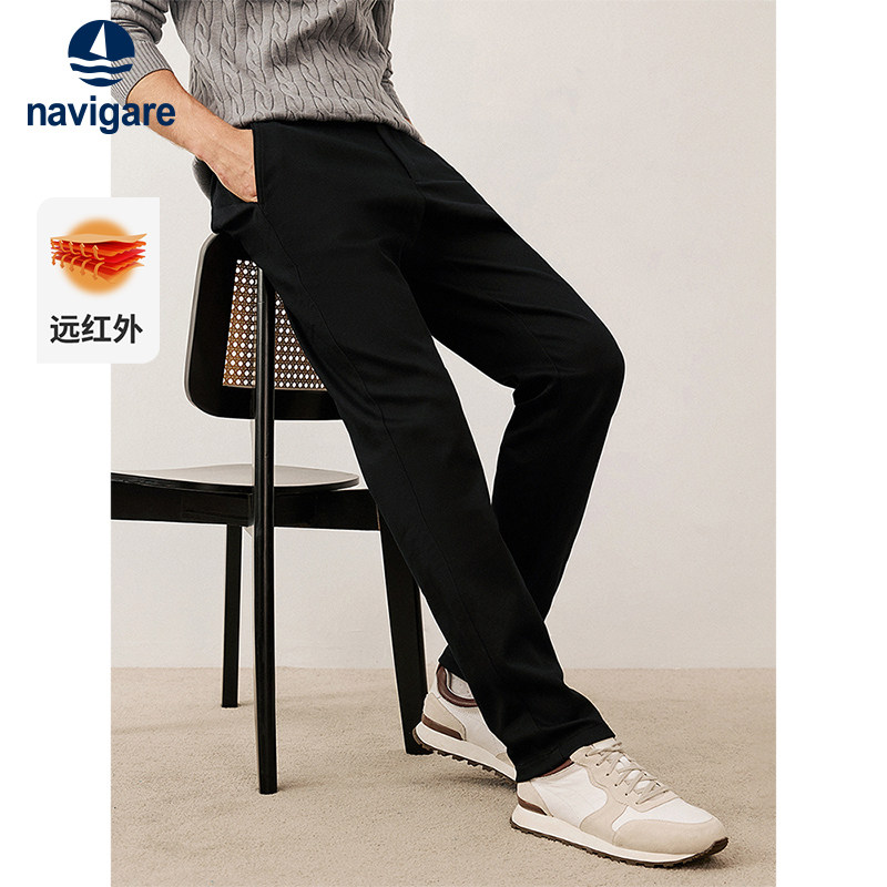 Navigare意大利小帆船直筒休闲裤男秋冬新款保暖加厚通勤小脚