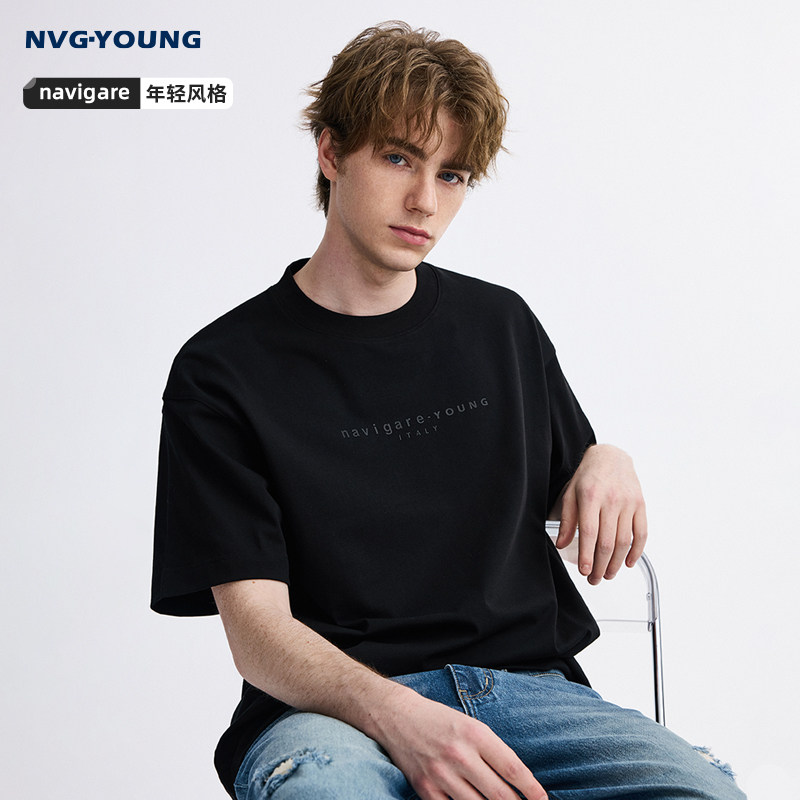 [重磅t]Navigare意大利小帆船黑色字母T恤男夏季短袖体恤