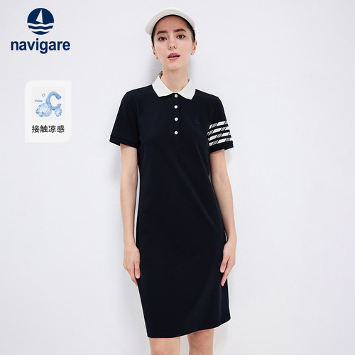 小帆船短袖polo连衣裙