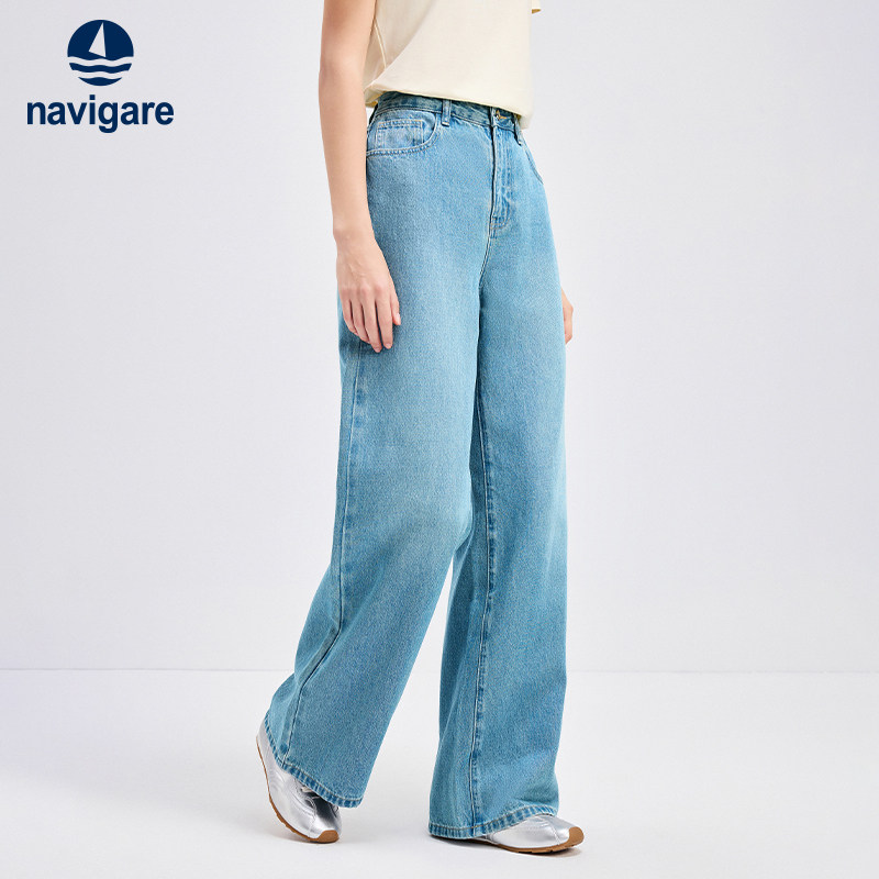 【纯棉】Navigare意大利小帆船蓝色直筒牛仔裤女春季宽松裤子,女装/女士精品,牛仔裤,淘宝优惠券,粉丝福利购,淘宝优惠卷